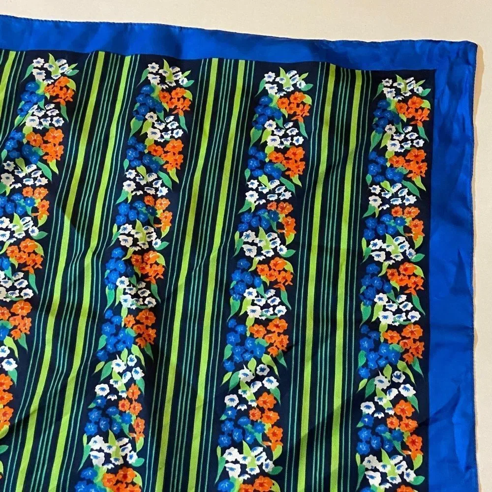 Floral Striped Silk Scarf